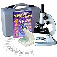 AmScope M60C-ABS-PS25-WM Beginner Microscope Kit, Mirror Illumination, WF10x and WF20x Eyepieces, 40x-1000x Magnification, Includes Case, Set of 25 Prepared Slides, and Book