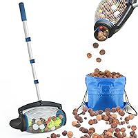 Zozen Nut Gatherer, Walnutp Picker Upper - Directly Dump Outlet | Pecan Picker Upper - Apply to Hickory Nuts, Spiked Balls, Chestnuts, Nerf Darts, Golf, Objects 1'' to 2-1/2''; 55in, 1.5 Gallon(Large)