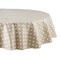 DII Vinyl Tabletop Collection Flannel Backed Polka Dot Tablecloth, 70