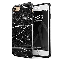BURGA Phone Case Compatible with iPhone 7/8 / SE 2020 - Hybrid 2-Layer Hard Shell + Silicone Protective Case -Noir Origin Black Marble - Scratch-Resistant Shockproof Cover