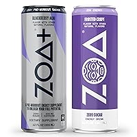ZOA Energy Drink & ZOA+ Pre-Workout Bundle, Frosted Grape and Blackberry Acai, 12 Fl Oz (Pack Of 24)