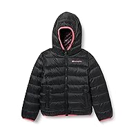 Champion Boy's Legacy Outdoor K-Light Wr Hooded Freaked Jacket (US, Age, 5 Years, 6 Years, Nero/Rosa)