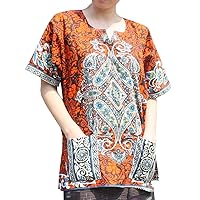 RaanPahMuang Dashiki Shirt Radiant Colors Casual Paisley Intricate Aum Print