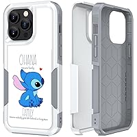 Case for iPhone 15 Pro Max, Ohana Means Family Pattern Shock-Absorption Hard PC and Inner Silicone Hybrid Dual Layer Armor Defender Case for iPhone 15 Pro Max