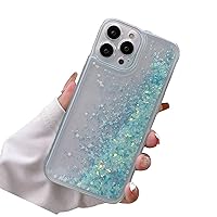 Luminous Effect Moving Quicksand Back Case Cover for iPhone 12 Mini,Noctilucent Glow in The Dark Flowing Glitter Sparkle Liquid Clear Bumper