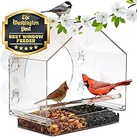 Transparent Acrylic Window Bird Feeders for Outdoors - Enhanced Suction Grip, Bird Watching for Cats, Easy-to-Clean, Outdoor Birdhouse Feeder