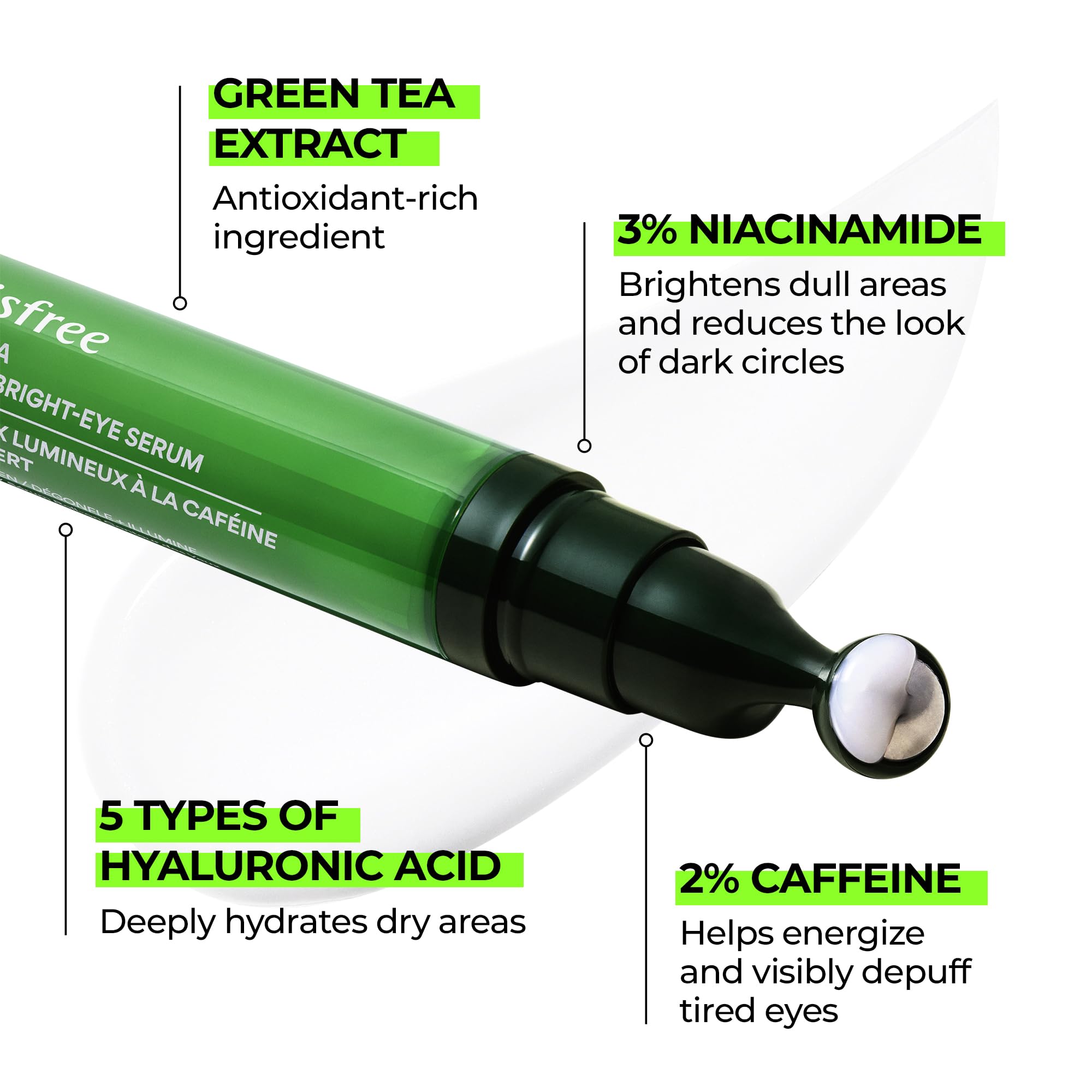 innisfree Green Tea Caffeine Bright-Eye Serum: Nourish, Soothe, Hydrate, and Support Skin Barrier