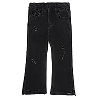 KIDSCOOL SPACE Big Girls Jeans,Ripped Holes Stretchy Bell-Bottom Slim Boot Cut Denim Pants