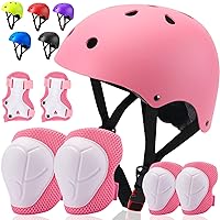 Kids Bike Helmet Toddler Helmet Kids Sport Protective Gear Set Boy Girl Adjustable Child Cycling Helmet with Knee Pads Elbow Pads Wrist Guards Youth Skateboard Helmet for Kids Pink