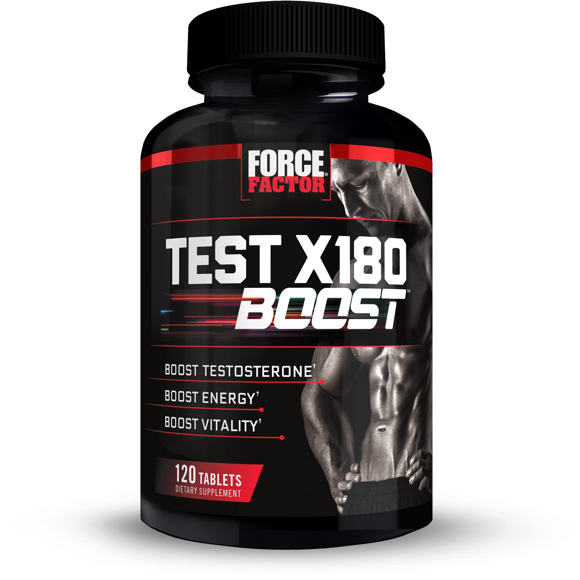 Force Factor Test X180 Boost Testosterone Booster and Energy Supplement for Men, Boost Energy, Increase Stamina, Enhance Vitality and Performance, with D-Aspartic Acid and Fenugreek, 120 Tablets