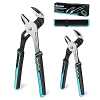 DURATECH 2-Piece Groove Joint Pliers Set with Rolling Pouch, 10 & 8-Inch Adjustable Water Pump Pliers, Straight Jaw Tongue and Groove Pliers for Home Repair, Gripping, Pipe & Fittings