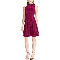 American Living Womens Lace A-line Dress, Purple, 10