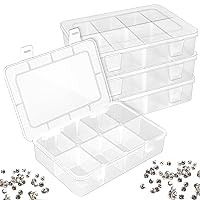 4 Pack Transparent Storage Box, 8 Grids Bead Organizers and Storage, Tackle Box Organizer, Plastic Organizer Box for Jewelry and Small Parts