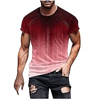 2024 Gradient T-Shirt for Men Crewneck Short Sleeve Cotton Slim Fit Tee Tops Casual Fitted Gym Workout Muscle Shirts