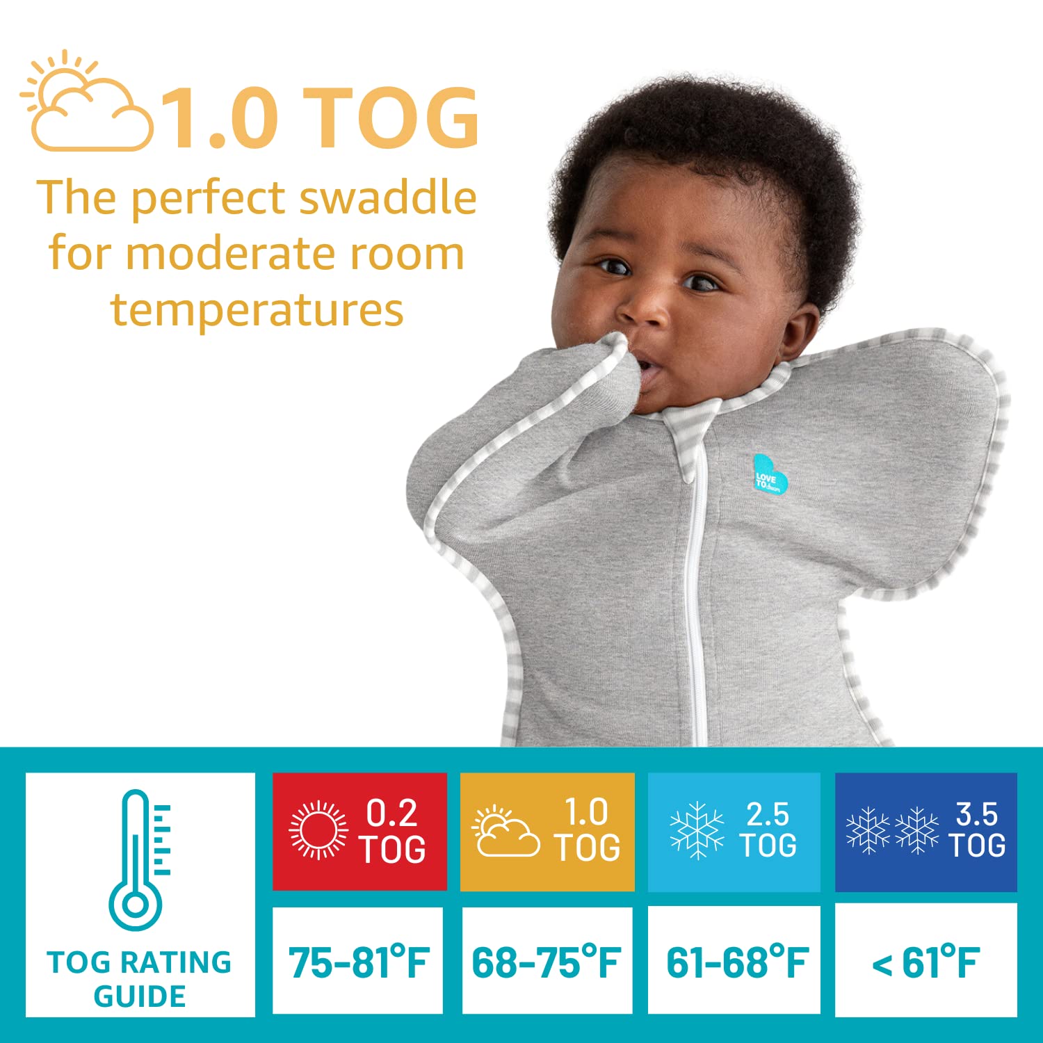 Love to Dream Swaddle UP Self-Soothing Sleep Sack 8-13 lbs, Dramatically Better Sleep, Snug Fit Calms Startle Reflex, 1.0 TOG, Gray, Small