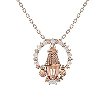 Certified 14K Gold Goddess Pendant in Round Natural Diamond (0.05 ct) with White/Yellow/Rose Gold Chain Religion Necklace for Women