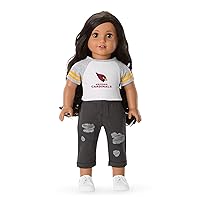 American Girl Arizona Cardinals 18 inch Fan Tee with Crew Neck Striped Short Sleeve, Red and Black, 1 pcs, Ages 6+