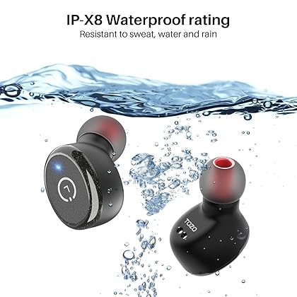 TOZO T10 Bluetooth 5.3 Wireless Earbuds with Wireless Charging Case IPX8 Waterproof Stereo Headphones in Ear Built in Mic Headset Premium Sound with Deep Bass for Sport Black