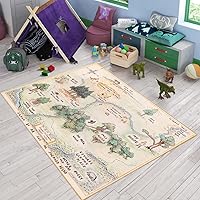 Kids Room Rug, Pooh Bear Map,Soft Play Rug, Play Rug, Nursery Rug, C107 (55”x78”)=140x200cm