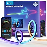 Govee Neon Lights, RGBIC Neon Rope Light 2 Works with Matter, Alexa, Google Assistant, Custom DIY Neon Strip Lights for Bedroom and Wall Decor, Shape Mapping, Softer Material, 16.4ft, Black