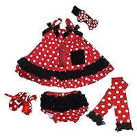 Petitebella 1st Dots Red Top Ruffle Bloomer Set with Leg Warmer Shoes Nb-24m