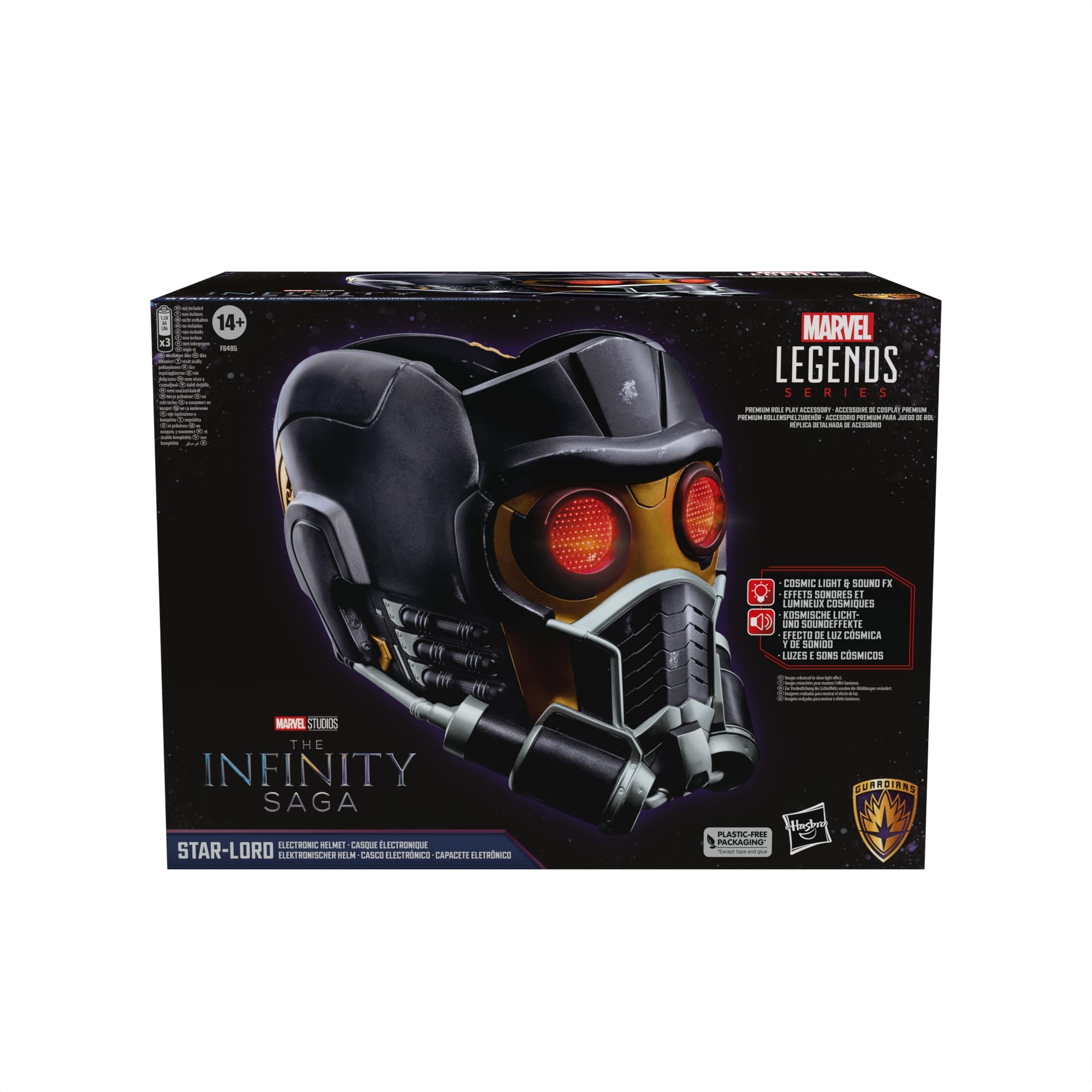 Marvel Legends Series Star-Lord Premium Electronic Roleplay Helmet with Light and Sound FX, Guardians of The Galaxy Adult Roleplay Gear