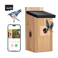 Smart Bird House with Camera, 64G SD Card, 1080P HD Night Vision Birdhouse with Camera Inside Bird Nest, DC Power, Bird Watching Live Nesting & Feeding, 2.4G WiFi, app Create Video & Share