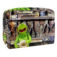 Kermit Frog Waterproof Cosmetic Bag 7.3x3x5.1in Travel Cosmetic Bags Multifunctional Bag for Women