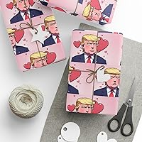 Cartoon Trump with hearts Anniversary Mother's Day Gift Present Wrapping Paper