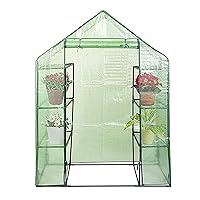 Renatone Walk-in Greenhouse, Mini Portable Greenhouse with 4 Tier, 8 Shelves, Zipped Door, Metal Frame, Indoor Outdoor Plant Green House for Herb Flower Vegetables, Patio Lawn(56