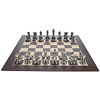 Metal Ultimate Chess Set, Wood Board 21.75 in., 3.6 in. King