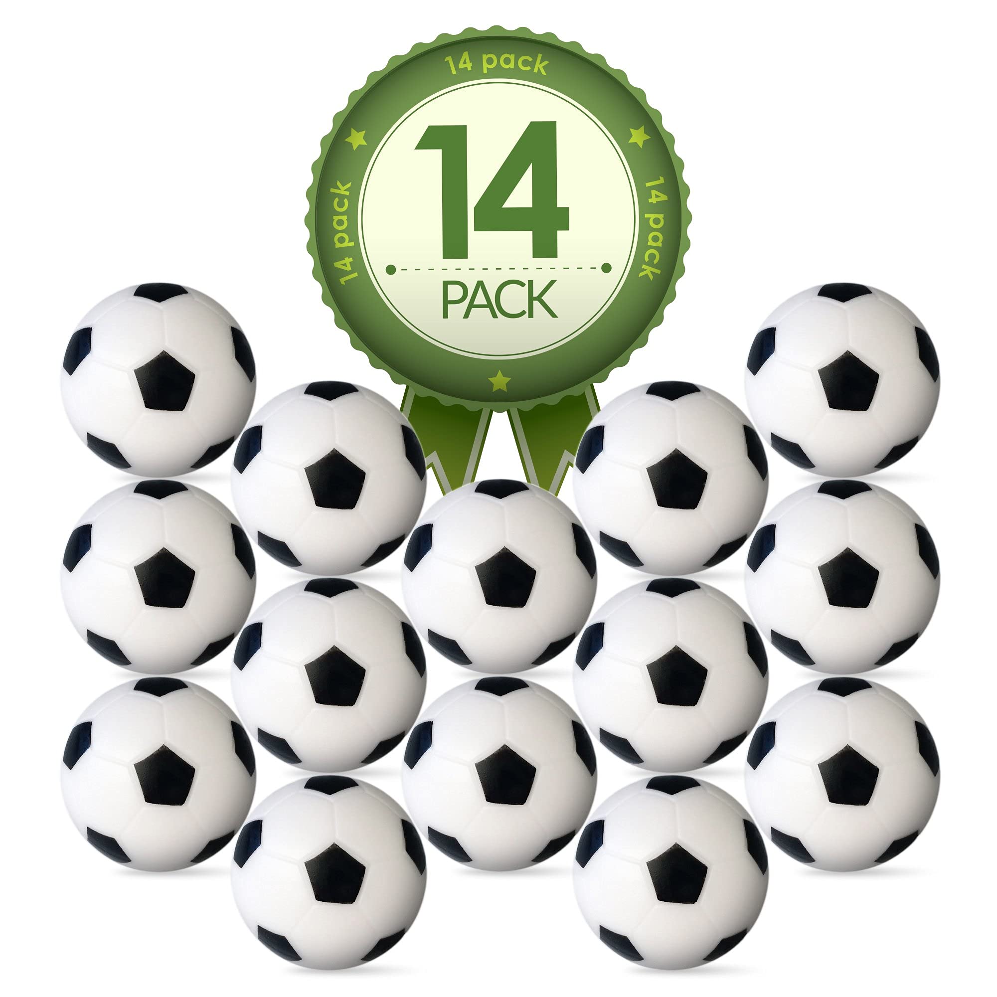 Colonel Pickles Novelties Foosball Table Replacement Foosballs- 14 Pack - 36mm Game Table Size - Black and White Tabletop Soccer Balls