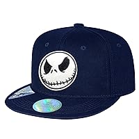 Men Hiphop Hats Skull Embroidery Black Flat Bill Snapback Baseball Caps, White Skull 2, Medium-X-Large