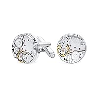 Mechanic Steampunk Moving Gears Wheel Solid Shirt Cufflinks For Men Silver Gold Tone Stainless Steel Hinge Bullet Back