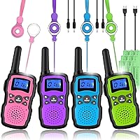 Wishouse Walkie Talkies Rechargeable for Kids Adults Long Range,Xmas Birthday Gift for Boys Girls 3 4 5 6 7 8 9 10 Year Old,Hiking Camping Gear Games Ideas Toys with Flashlight,VOX,Easy to Use 4 Pack