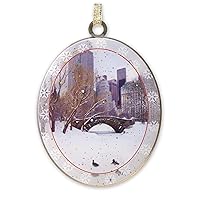 Famous Gapstow Bridge Central Park Collectible 3 x 2 1/2 inch New York Christmas Ornament - from Christmas in New York Collection Double Sided with Glitter
