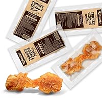 Afreschi Turkey Tendon for Dogs, Dog Treats for Signature Series, All Natural Human Grade Puppy Chew, Ingredient Sourced from USA, Hypoallergenic, Rawhide Alternative, 4 Units/Pack Bone (Small)
