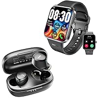 TOZO S4 AcuFit One Smartwatch 1.78-Inch Call/Answer Fitness Tracker Black + A1 Mini Wireless in-Ear Lightweight Headphones Black