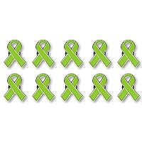 10 Lime Green Non-Hodgkin’s Lymphoma Awareness Jewelry-Quality Enamel Ribbon Pins With Clutch Clasp - 10 Pins - Show Your Support For Non-Hodgkin’s Lymphoma Awareness