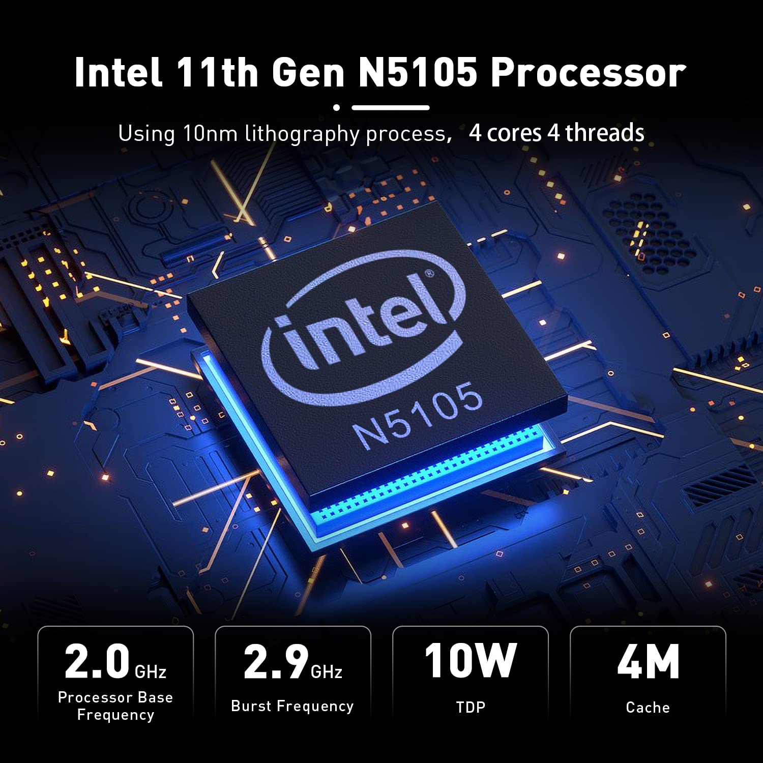Beelink U59 Pro Mini PC, Intel 11th Processor N5105 (4C/4T, Up to 2.9Ghz), 16G RAM DDR4 500G SSD Micro PC, Mini Desktop Computer Support 4K@60Hz/Triple Display/WiFi6/BT5.2/Type-C/Dual NIC/Home/Office