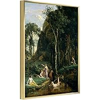 Camille Corot - Diana And Actaeon (Diana Surprised At Her Bath) Art Wall Decoration Poster Family Bar Restaurant Garage Cafe Art Sign Gift Ready to Hang Framed Golden 16x24inch(40x60cm)