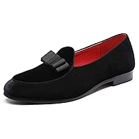 Mens Loafers Driving Shoes for Men Leather Elegant Moccasin Wedding Dress Smoking Slipper Bow Black Blue Red