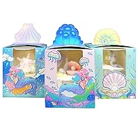 Individual Cupcake Boxes with Window 30 Count Birthday Mermaid Single Cupcakes Box 3.6 * 3.6 * 4.3inch Cupcake Carrier