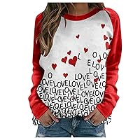 Womens Tshirts Loose Fit Valentine's Day Print Mock Neck Long Sleeve Shirt Workout Sexy Womens Plus Size Tops
