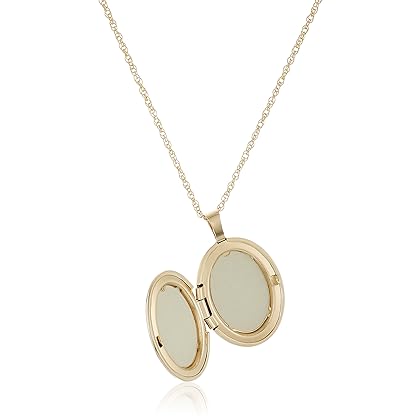 Amazon Essentials 14k Gold-Filled Polished Oval Pendant with Genuine Diamond Locket Necklace, 18