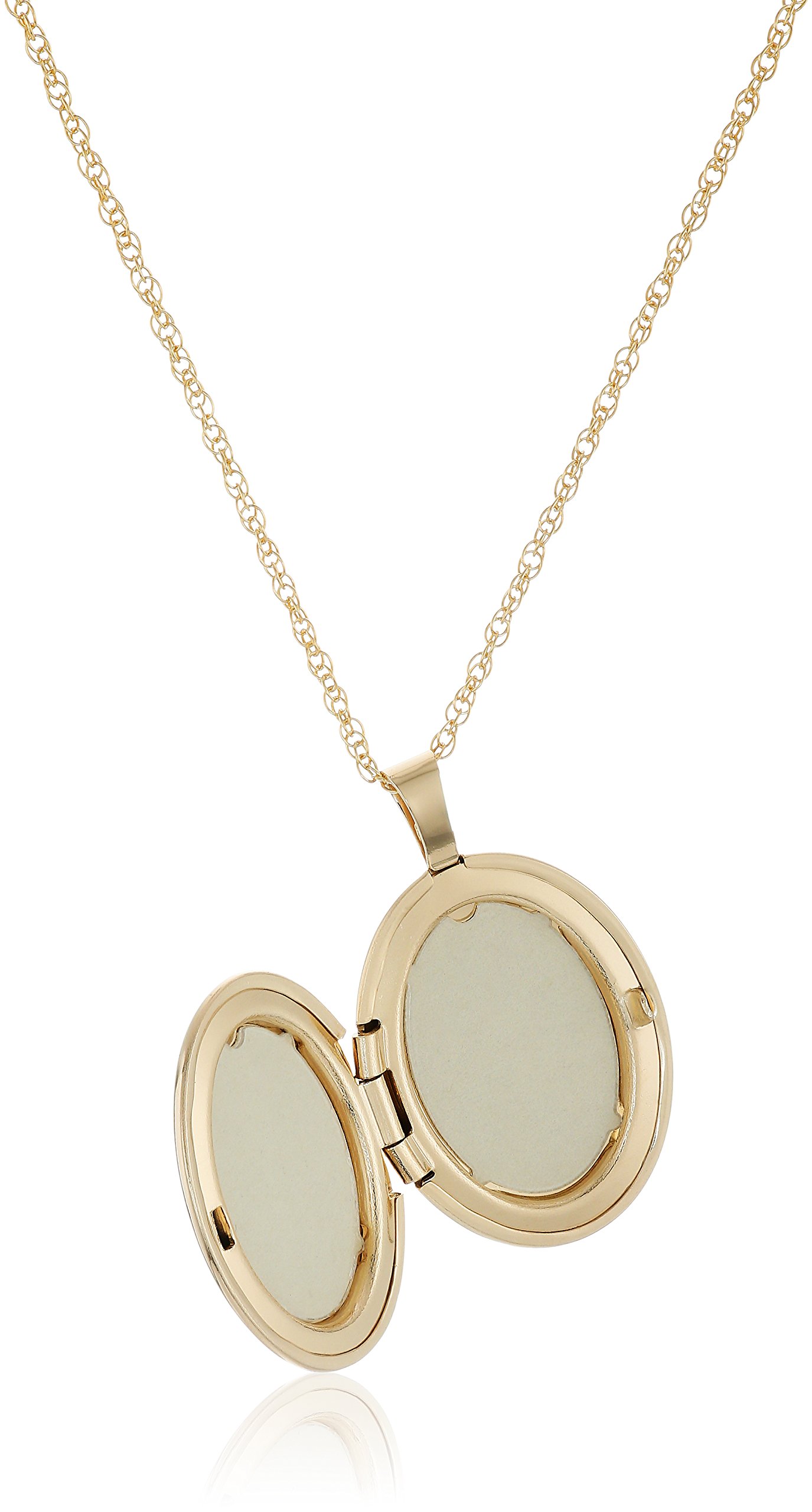 Amazon Collection 14k Gold-Filled Polished Oval Pendant with Genuine Diamond Locket Necklace, 18