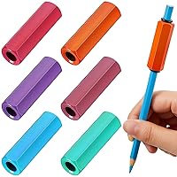 Chinco 6 Pieces Pencil Weights Kit Handwriting Aid Metal Pencil Weights Weighted Pencil Holder for Handwriting Autism Learning Materials (Rose Red, Purple, Orange, Pink, Light Blue, Green)