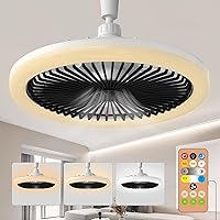 Ceiling Fans with Lights and Remote, Socket Ceiling Fan 10 inch E26/E27 with Light Indoor 3 Colors Infinitely Adjustable LED Mini Ceiling Fan for Bedroom Bathroom Kitchen Living Room Garage