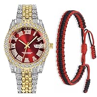 Unisex Crystal Watch Mens Or Womens Diamond Watches Luxury Stainless Steel Iced-Out Bracele Watch