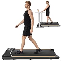 Mini Walking Pad with Wider Running Belt, 2 in 1 Foldable Treadmills for Home Office, Small Under Desk Treadmill for Walking Jogging Running, Portable Lightweight Walking Treadmills with Wheel